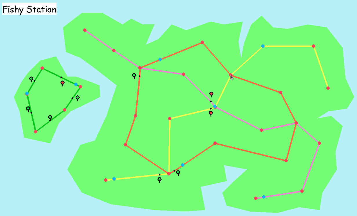Trains travelling along tracks in train_sim.py